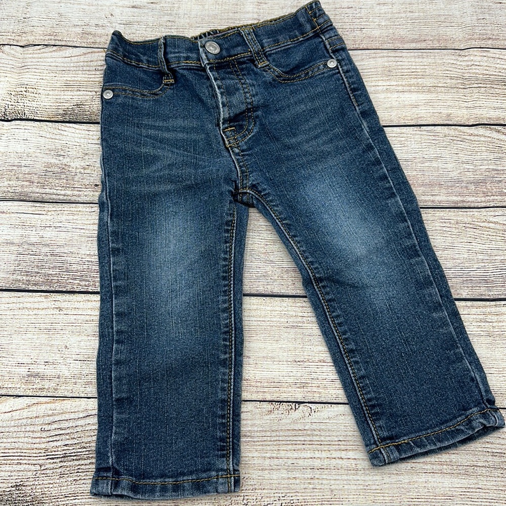 7 for all mankind Elastic Waist Snap Blue Distressed Jeans Sz 18 months